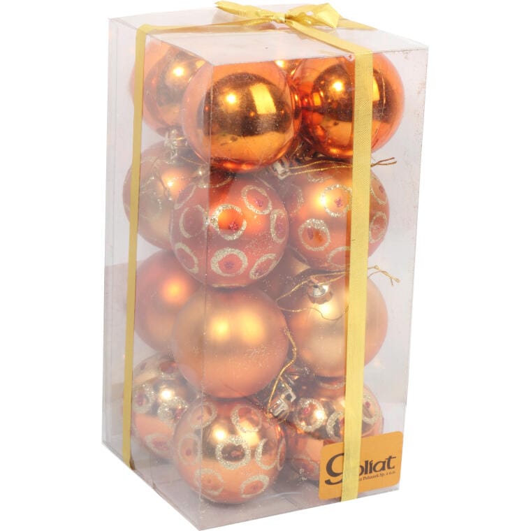 Set of 16 orange plastic baubles 6 CM