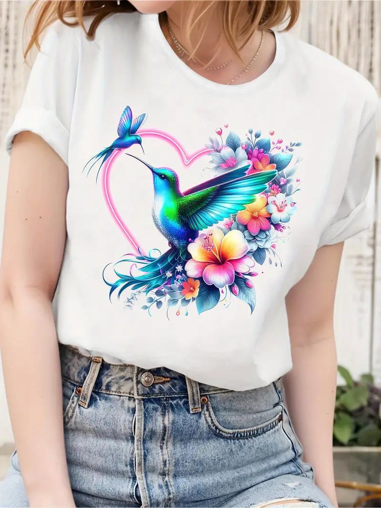 2025 Summer Fashion 3D Animal Birds Print Women T-Shirts Casual O-Neck Short Sleeve Tee Kawaii Girl Trend Ladies Female Clothing