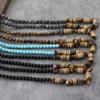 New Handmade 20 Inch Short Necklace With Natural Coconut Beads Wood Pendant For Men Natural Tiger Eyes Blue Howlite Stone Collar