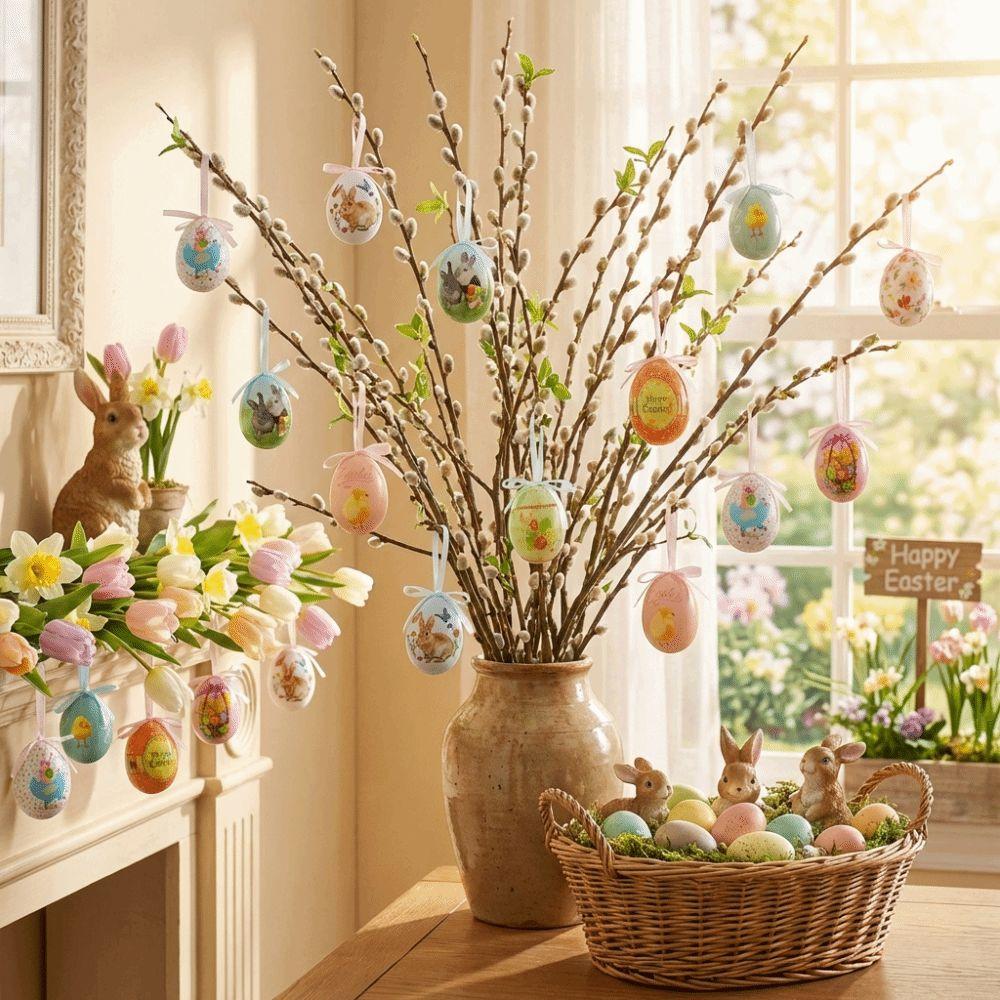 DIY Craft Easter Eggs Pendant Painted Easter Egg Props Hanging Easter Egg  Window Door Garden
