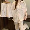 Niche Cute Style Cartoon Pajamas Women'S Summer Thin Student Short-Sleeved Three-Piece Loose Spring And Summer Loungewear