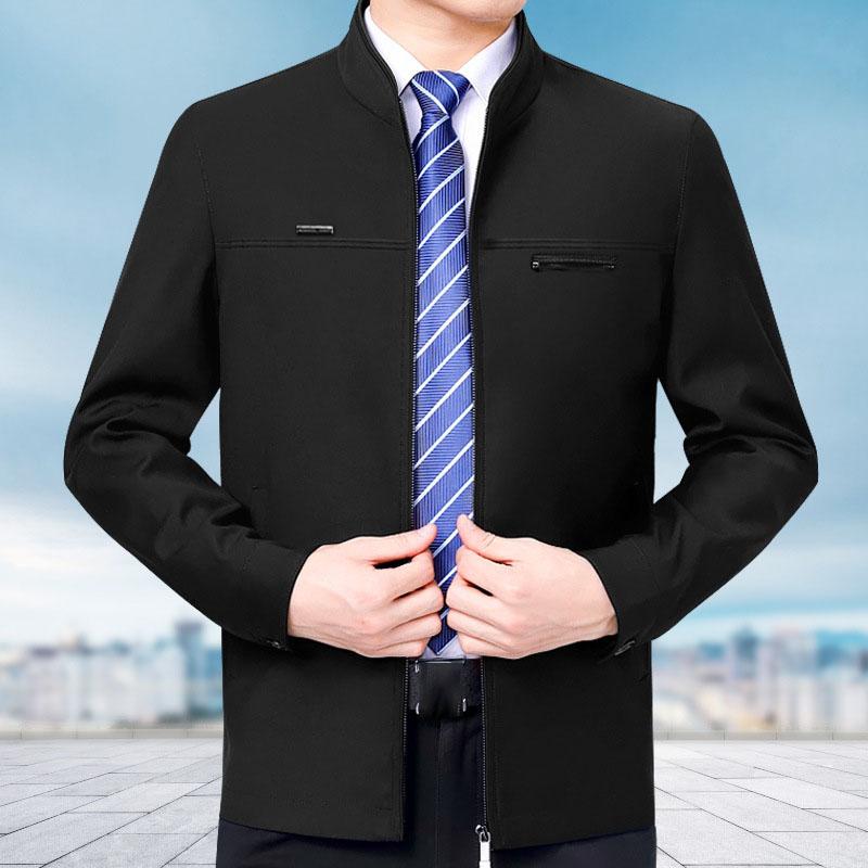 Spring and Autumn Men's Business Casual Solid Color Stand Collar Jacket