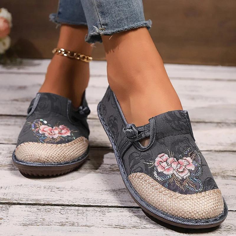 Colourful Embroider Flowers Soft Sole Shoes Women Patchwork Big Size Casual Shoes Comfort Light Spring New Ladies Walking Shoes