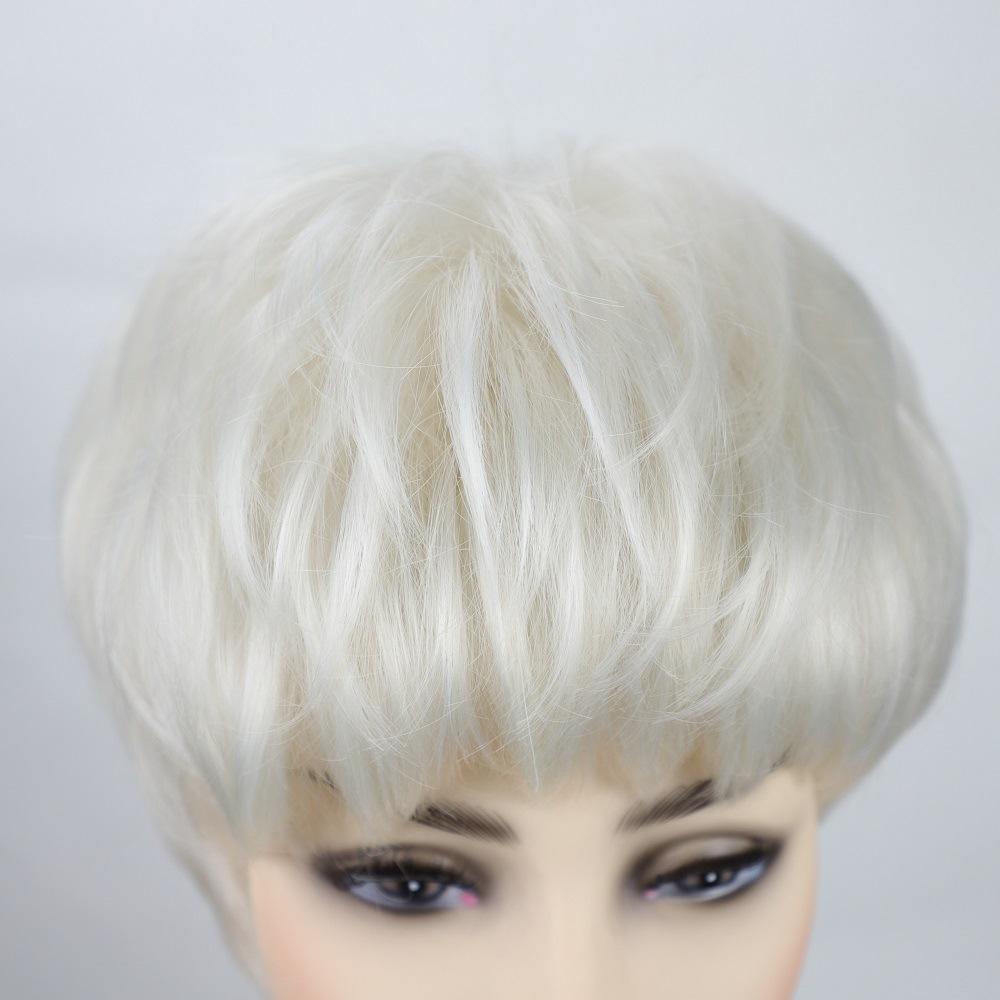 Synthetic Short Wigs With Bangs Lady Silver White Wig for Women Layered Hair for Daily Cosplay Heat Resistant Fibre
