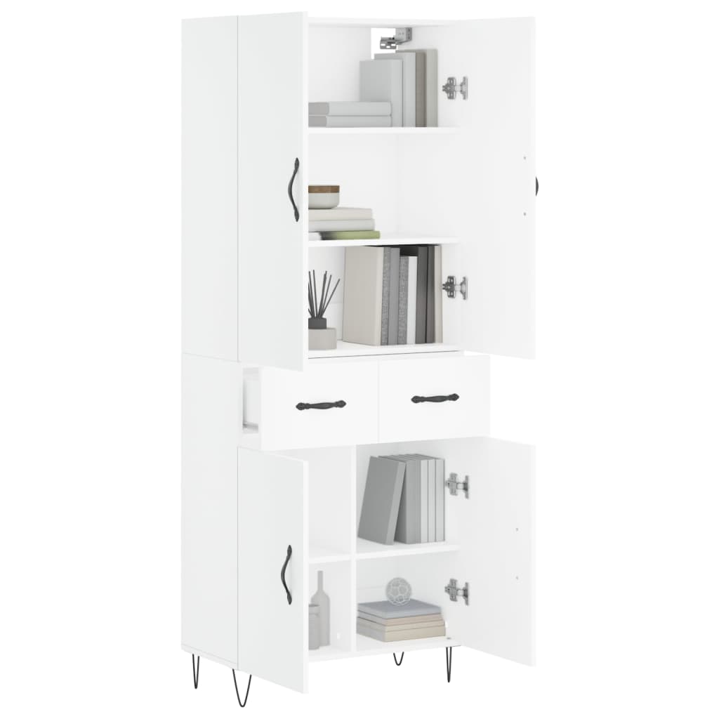 Vidaxl Display Cabinet, White, 69.5X34X180 Cm, Wood-Based Material