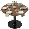 Round Dining Table for 6 People, 110 cm Modern Kitchen Table with Base for Living Room, Brown Wood Grain