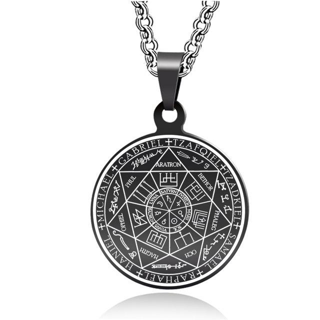 Stainless Steel Vintage Nordic Rune Compass Necklace Men Fashion Trend Amulet Nordic Jewelry