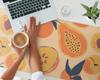 Protective Countertop Mat for Company Office Fruit Retro Pattern 120X60 Cm