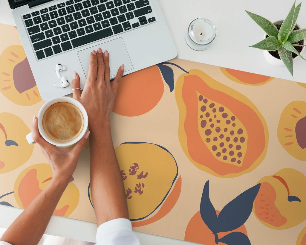 Protective Countertop Mat for Company Office Fruit Retro Pattern 120X60 Cm