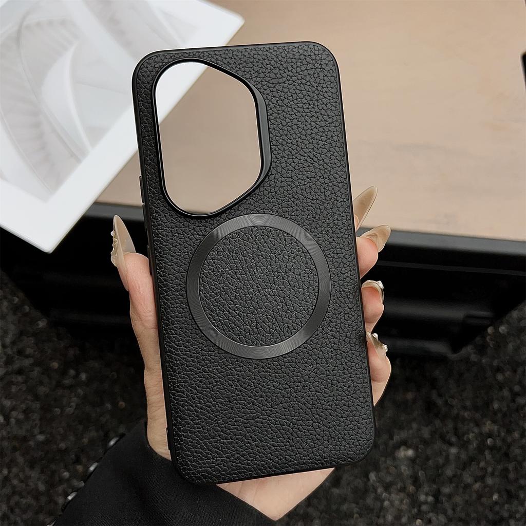 Für Honor 400 Pro 5G (Global) Hülle Kompatibel mit MagSafe PU Leder+TPU Handy-Rückseite