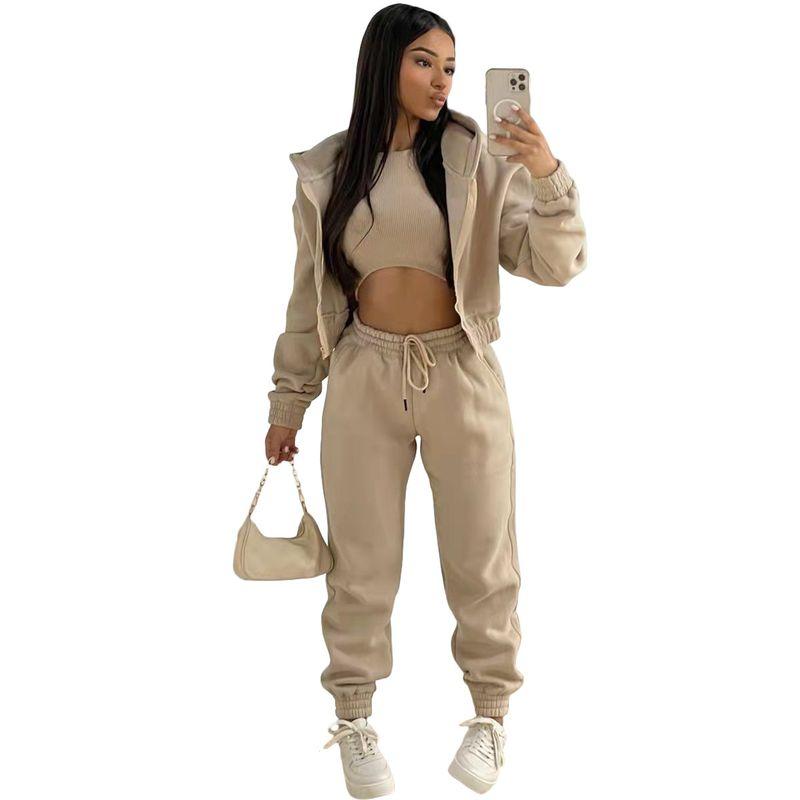Fashion Three Pieces Set New Western Style Hoodie Vest Pants Casual Three-Piece Set