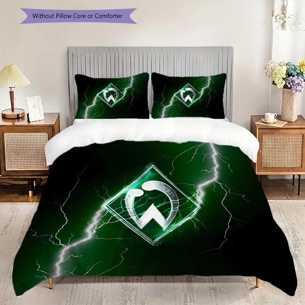 SV Werder Bremen Vzorované povlečení Sada prošívaných dek a povlaků na polštáře Domácí dekorace Dárek k narozeninám (1 * povlak na peřinu + 2 * povlak na polštář, bez jádra)
