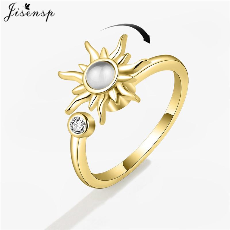 Luxury Anxiety Ring Fidget Spinner Ring for Women Crystal Flower Butterfly Animal Finger Ring Rotate Anti Stress Wedding Jewerly