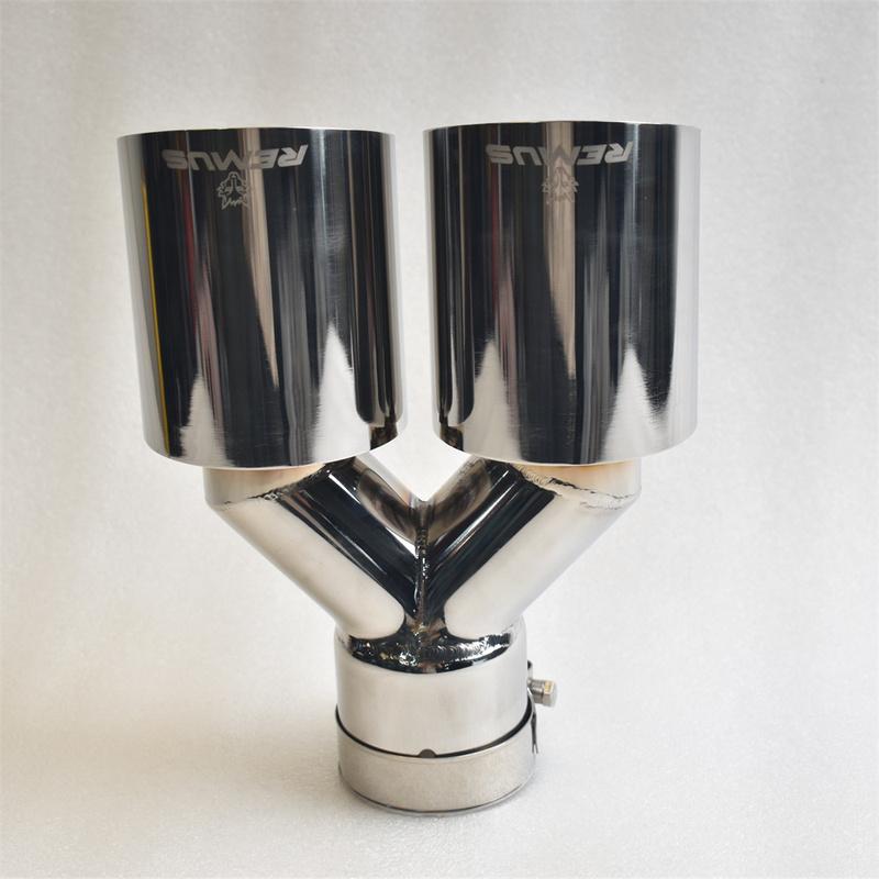 REMUS Dual Exhaust Tip 3 Inch Inlet 3" Outlet 9.5" Long Tail Pipe Double Wall Polished 304 Stainless Steel