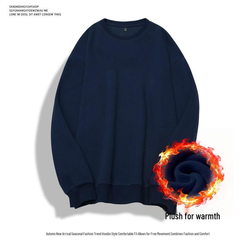Hong Kong Retro Solid Color Loose Winter Sweatshirt 2025 - Heavyweight, Warm, Plus Velvet 4XL