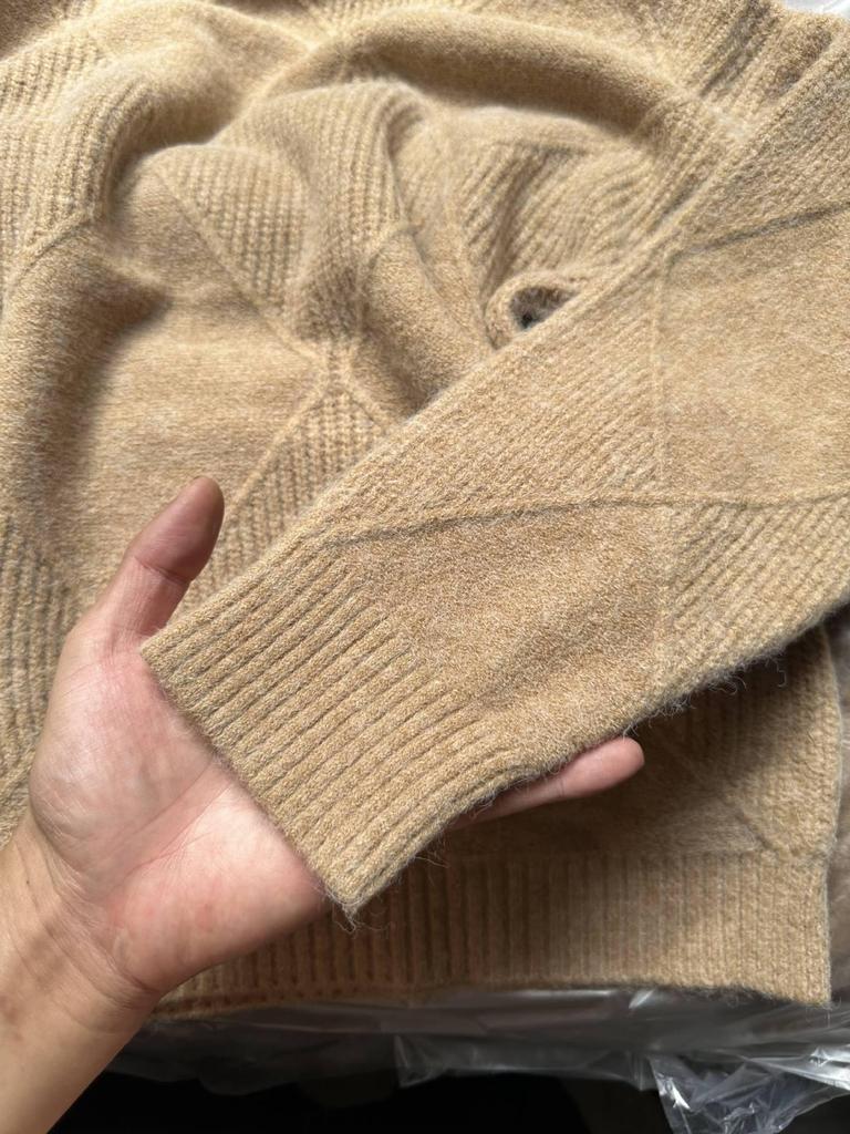 Women's Diamond Pattern High Neck Sweater - Loose Fit, Autumn/Winter Knitwear, Long Sleeve Outerwear, Korean Fashion Style.