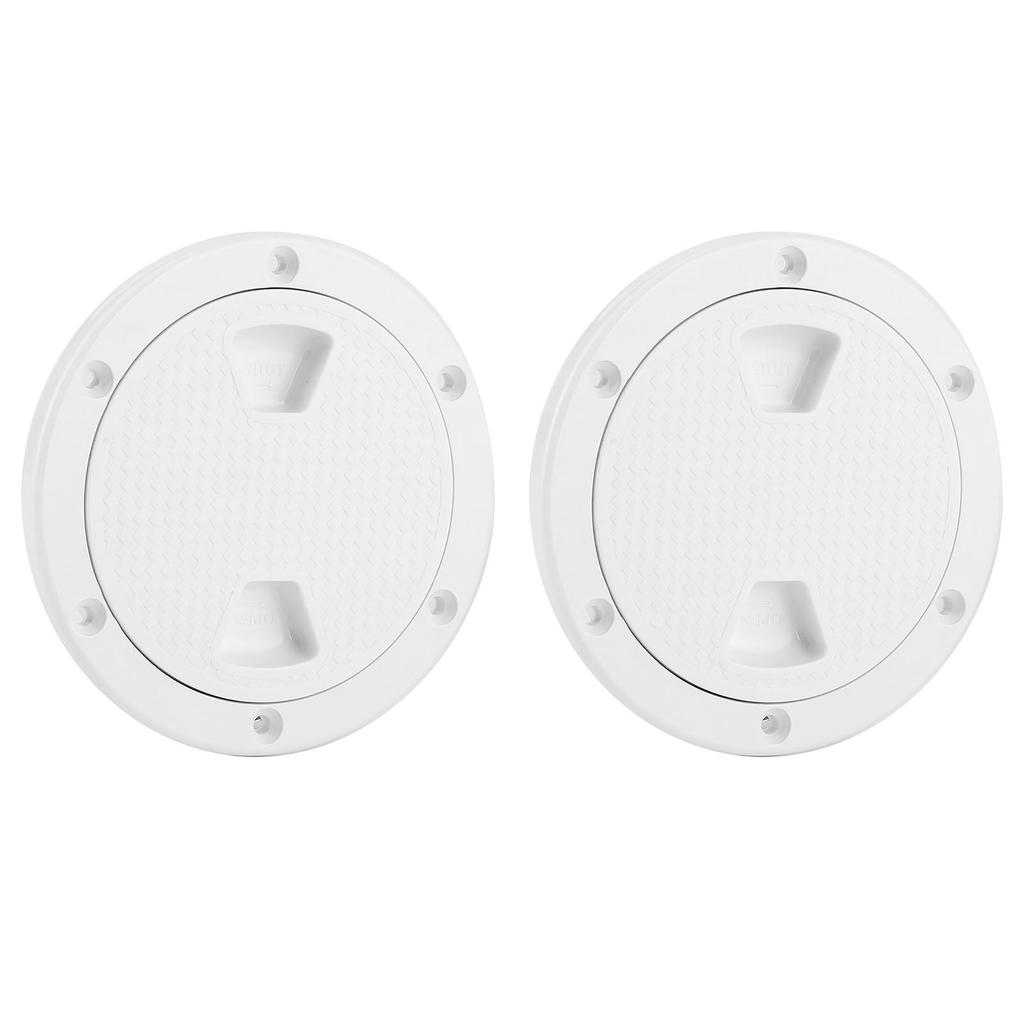 2PCS 4in Boat Deck Plate Round White ABS Plastic Inspection Hatch Cover for Marine Yacht Boat