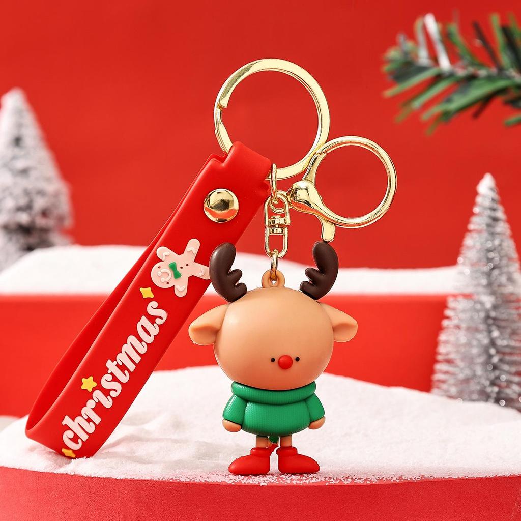 Niedlicher Cartoon Weihnachts Schneemann Gummi Schlüsselanhänger - Weicher Anhänger für Schlüssel oder Taschen