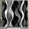 1pc Black & White Print Pattern Polyester Shower Curtain - No-Drill Hooks, Machine Washable Bathroom Decor with Modern Abstrac