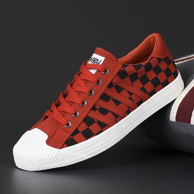 Fashion 2024 Fashion Men's Casual Shoes Red Checkered Man Canvas Shoes Breathable Espadrilles Men Flat Classic Men's Vulcanized Sneakers
