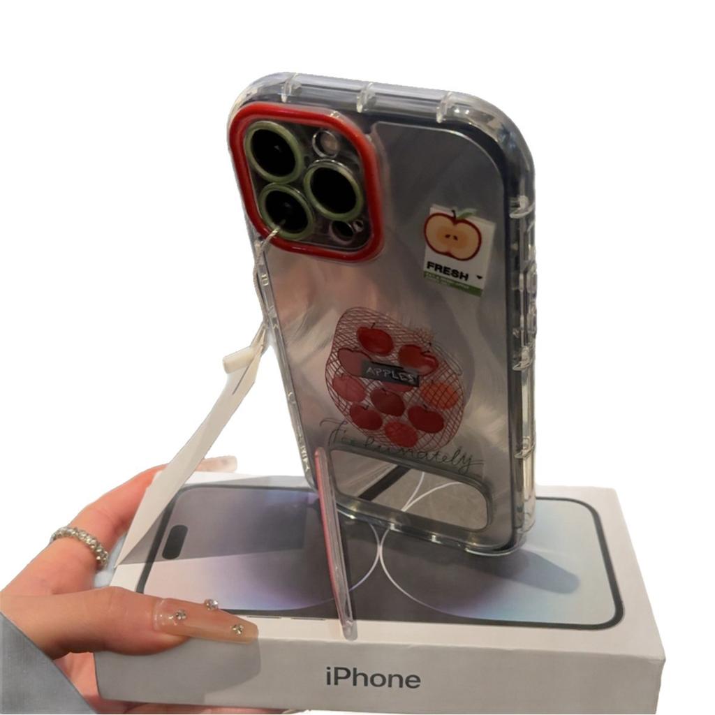 Netztasche Frucht für Apple 16 Feder Creme Handyhülle für IPhone15promax Cartoon 14/13 Persönlichkeit