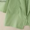 ZANZEA Women Casual Lapel Collar Loose 3/4 Sleeve Solid Cardigan Blouse