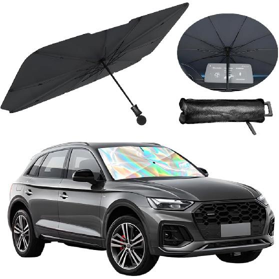 Car Windshield Sun Shade Umbrella, Foldable Automotive Sunshade Cover for Block UV Rays & Heat, Vehicle Interior Front Window Protector Accessories,