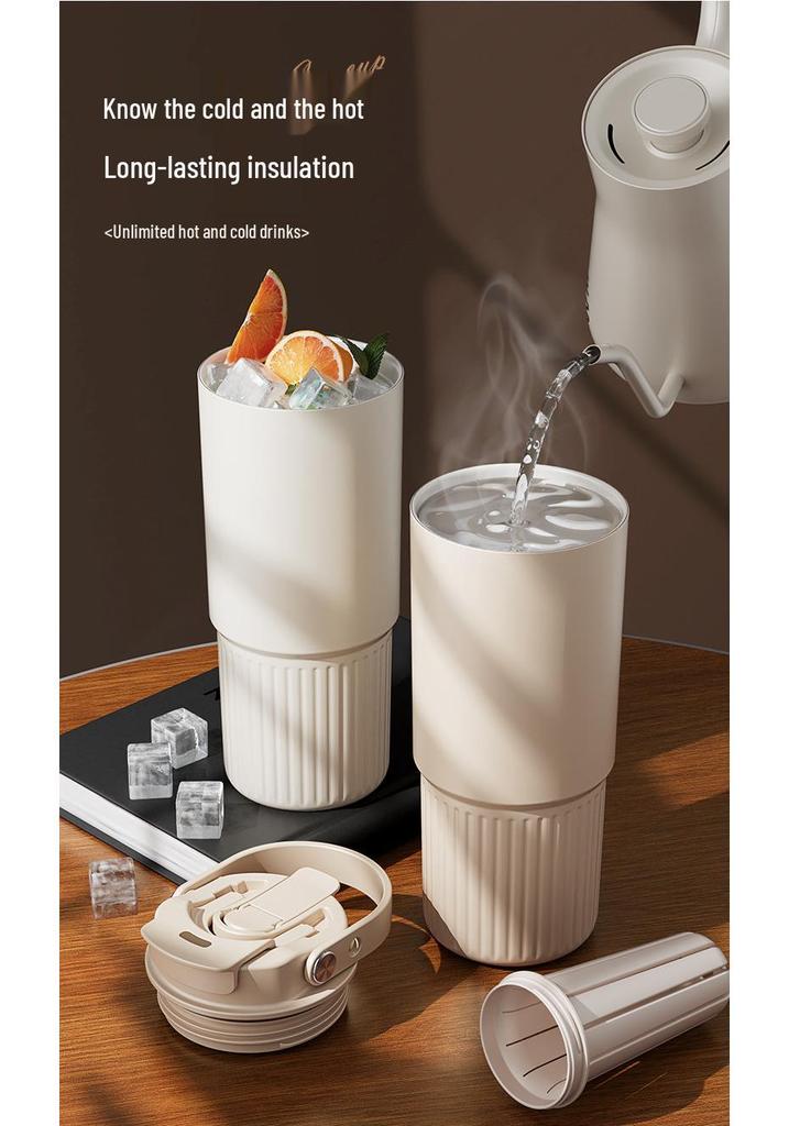 Large Capacity 316 Stainless Steel Insulated Travel Mug with Ceramic Liner and Straw