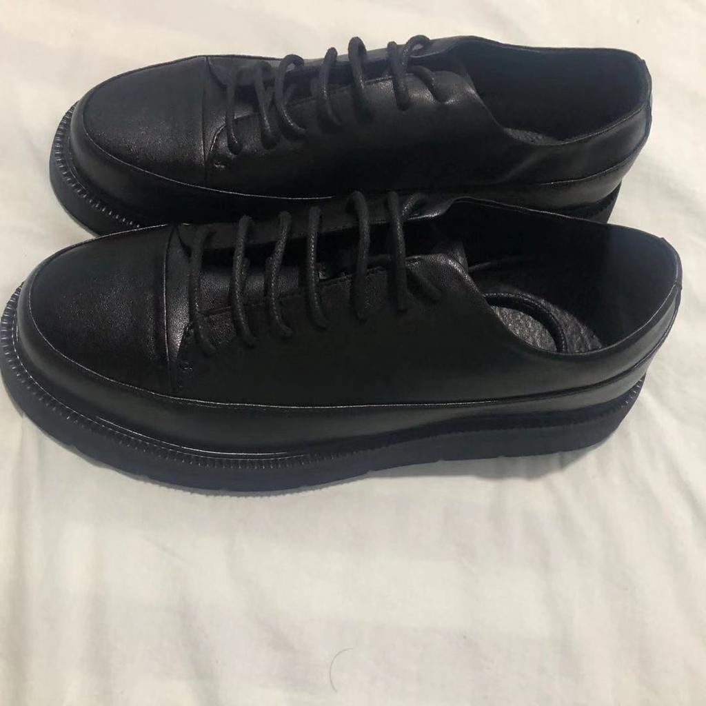 2025 spring new cowhide platform low-top round head leather shoes retro British casual board shoes men's fashion trend