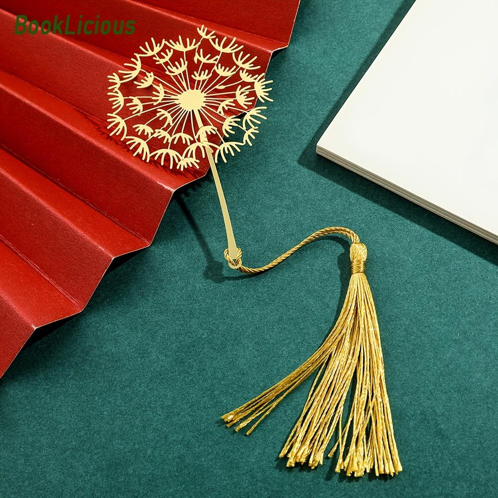 Golden Hollow Metal Bookmark Set with Tassel - Four Seasons Leaf Design - Creative Gift for Mother's Day,Birthdays