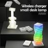 LED Creative Bedside Table Lamp Wireless Charger Creative Night Light Ambient Light RGB DIY Dimmable Nightstand Lamp Bedroom Dec
