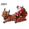 Small Sleigh Figurine for Shelves Christmas Santa Highland Cow Figurine, Resin Claus Hand Painted Winter Wonderland Collectibles Tabletop Decoration