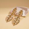 Metallic Double Leaf Texture Dangle Earrings for Women Ladies European and American Style Earrings Vacation Jewelry Accessories