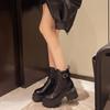 Women's Fashion Chunky Heel Soft Elastic Comfortable Ankle Boots Shock Absorbing Anti-slip Casual Sports Martin Boots Ankle Boots