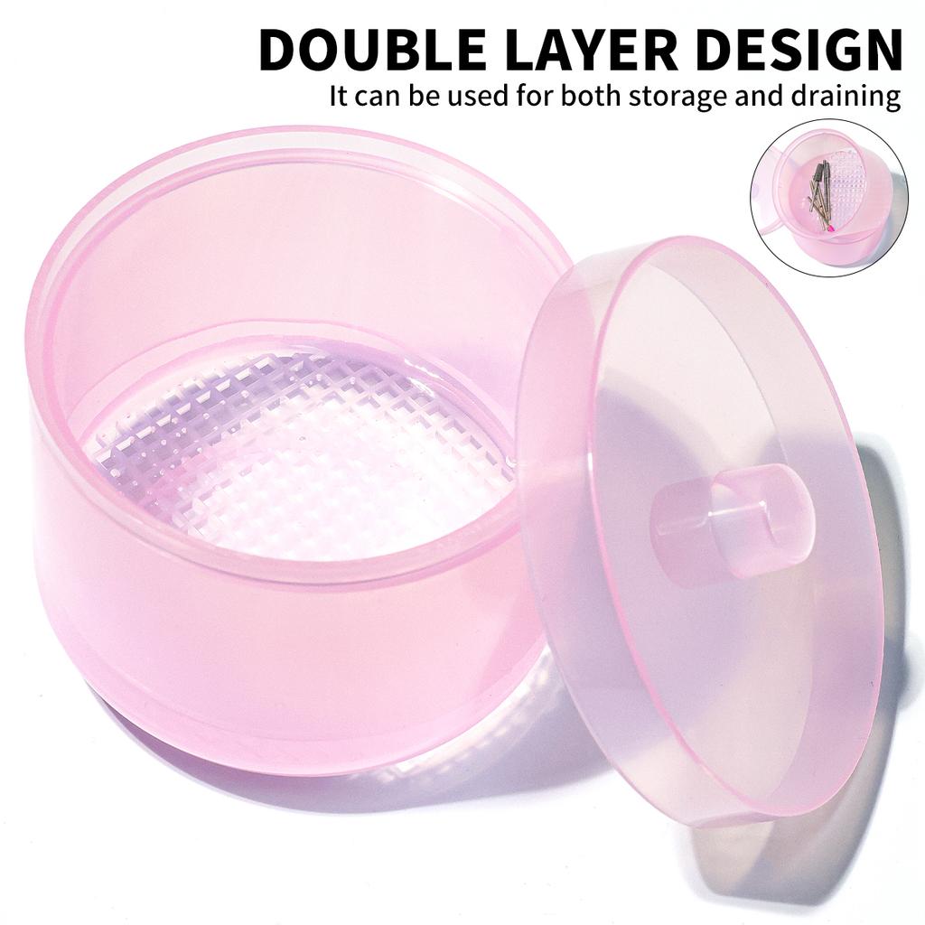 Nail Art Polishing Head Disinfection Box Double Filtration Cleaning Box Manicure Storage Box Nail Brush Cleaning Container