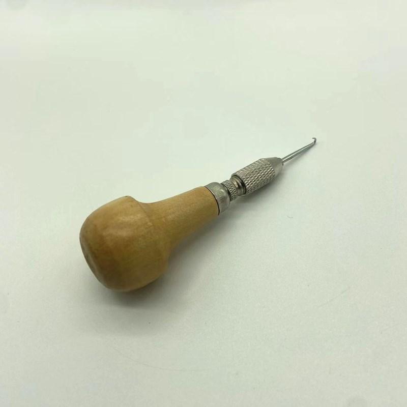 Handmade Badminton Racket Stringing Tool Wooden Handle Press Hole Pulling Hook Practical DIY Badminton Equipment Stringing Kit