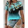 Summer Women's T Shirt Tee Floral Casual Holiday 3d Print Color Gradient Short Sleeve Tees Fashion Crew-Neck T Shirts for Women