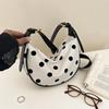 New Zipper Closure Polka Dot Crossbody Bag Lightweight Dumpling Underarm Bag PU Strap Canvas Shoulder Bag For Women