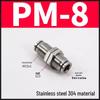 304 Stainless Steel Quick Push-In Pneumatic Tube Panel Mount Connector, External Thread, PM Sizes: 4, 6, 8, 10mm