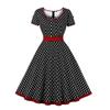 Dámské Vintage šaty Puntíky Rockabilly Koktejl Swing Šaty Jarní Letní Šaty Krátké Rukávy