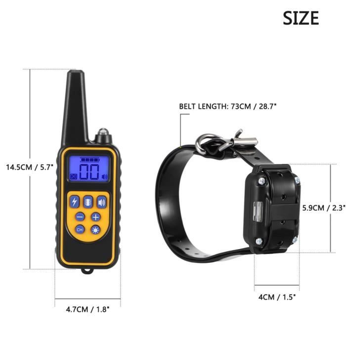 Collier de Dressage Collier Anti-aboiement Etanche Télécommande 800M 99 niveaux de vibration pour Un Chien