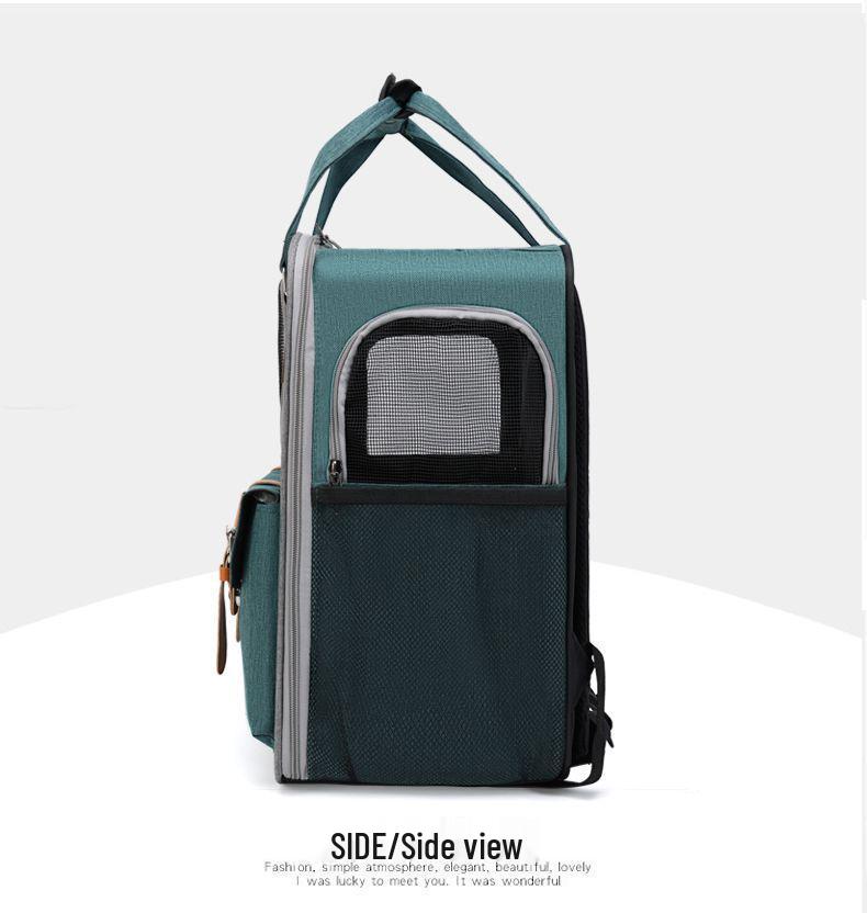 Large Capacity Portable Pet Backpack - Breathable, Foldable Double-Shoulder Bag for Cats and Dogs