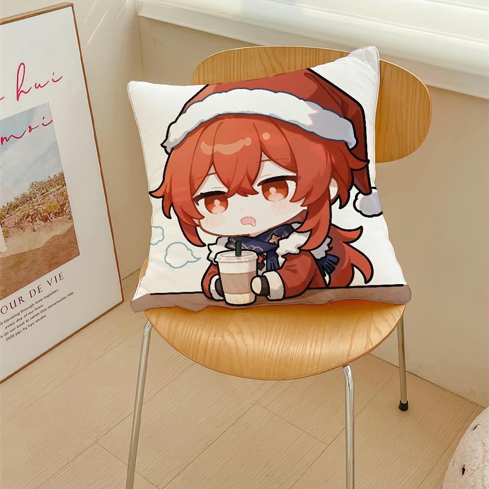Genshin Impact Christmas a Game cushion cover Pillow Cover Decoration Room Home Sofa living Office Car Nordic Simplicity