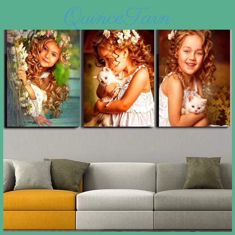 5d Childhood Painting Diamond Diy Of Little Blond Girl Diamond Embroidery Cross Stitch Kit Full Rhinestone Mosaic Home Decor