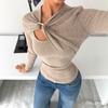 A New Autumn and Winter Style Top with Irregular, Hollowed-out Metal Buckles and A Brushed Texture for Women