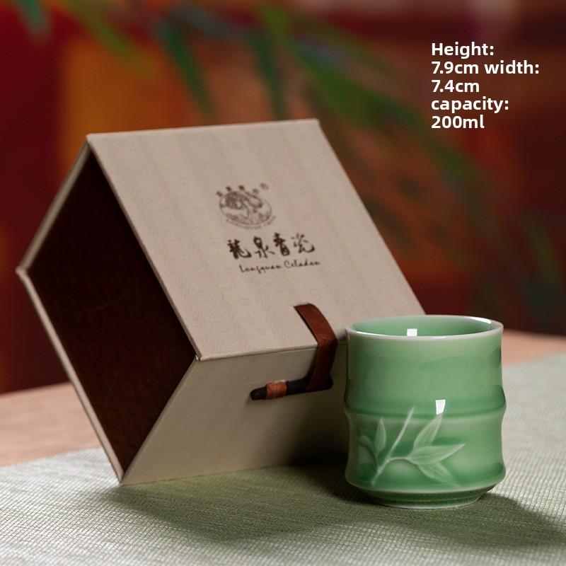Longquan Celadon Tea Cup Set Chinese Ceramic Cups for Home Guest Personal Use with Logo Wholesale