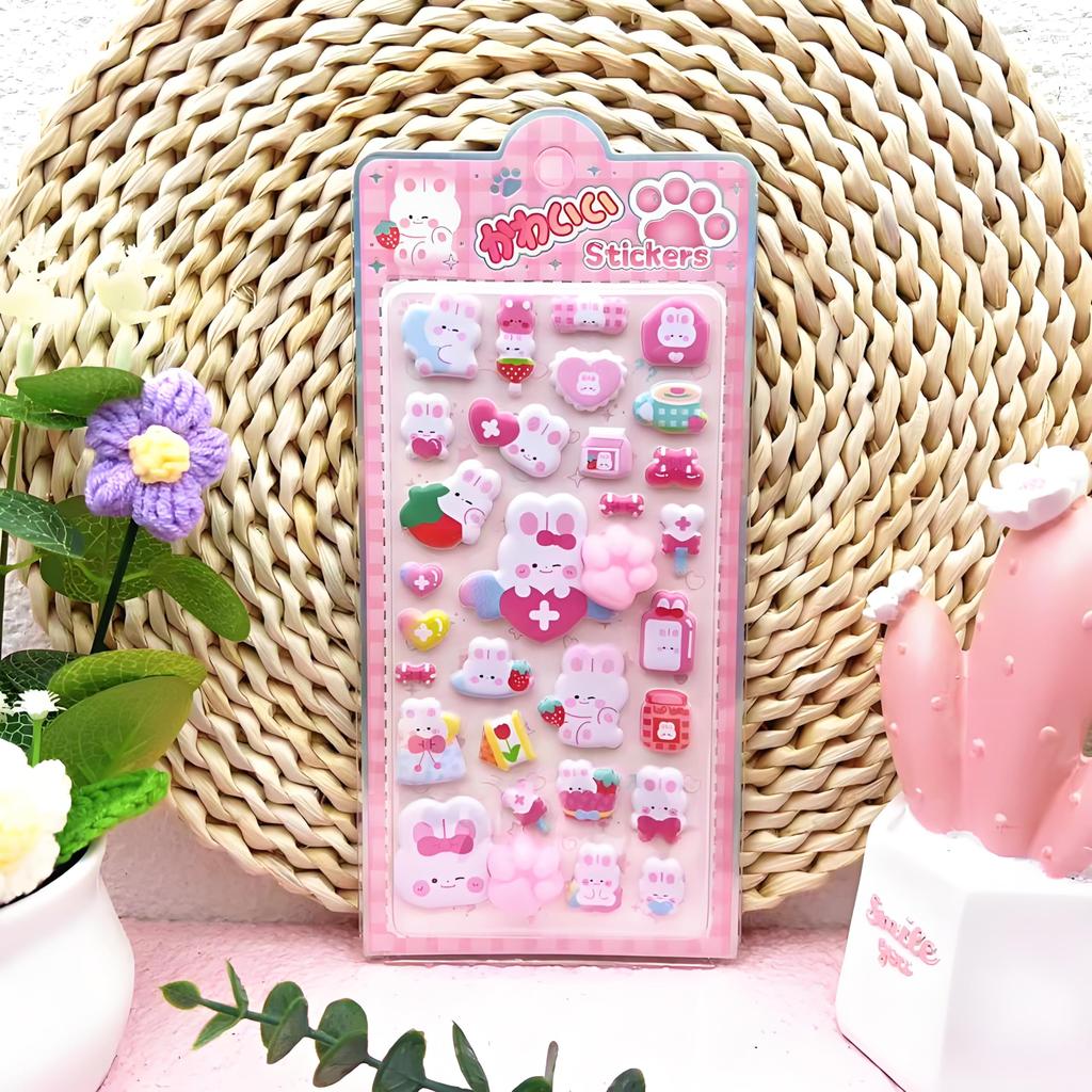 IOLOYU 3D Squishy Stickers and Paw Print Stickers Set Texture 3D Decorative Stickers Stress Relief Stickers Perfect for Smartphone DIY and Planners -