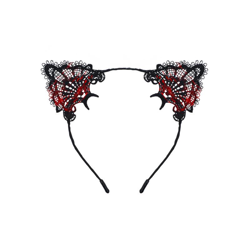 Halloween Masquerade Lace Eye Mask & Cat Ear Headband Set