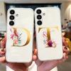 Transparent Phone Case Flowers Golden Rose Letters For Samsung Galaxy A55 A15 A25 A35 A07 A17 A06 A37 A57 Silicone Clear Cover