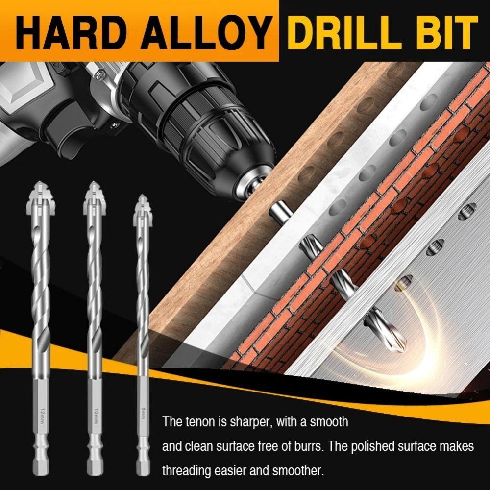 6/8/10/12mm Drill Bit Set Four Edged Electric Drill Bit Multi-purpose Punching Tool  Metalworking